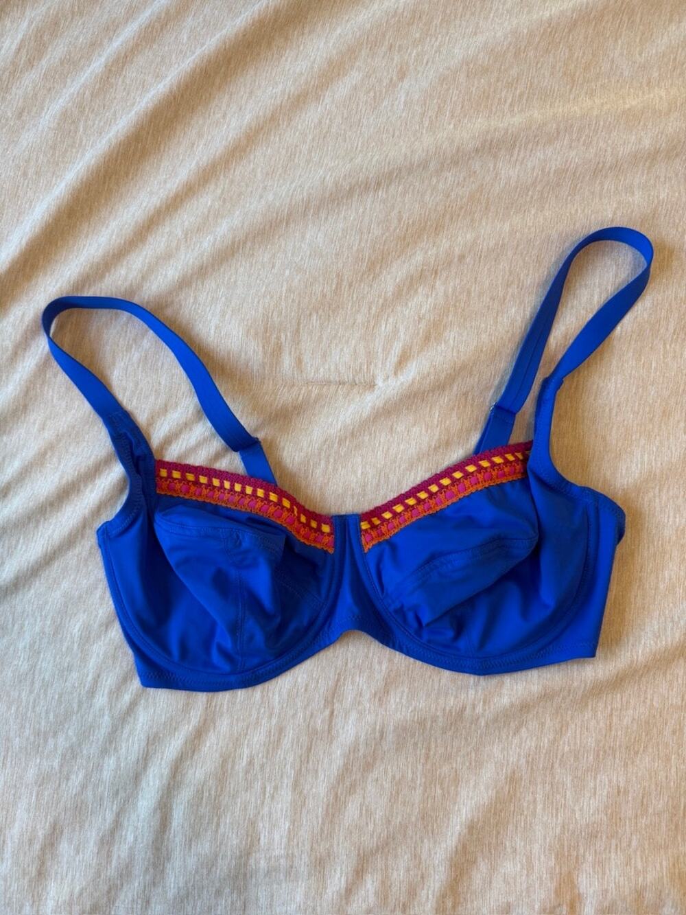 antigel by lise charmel la santa blue with embroidered trim bikini top women 34g
